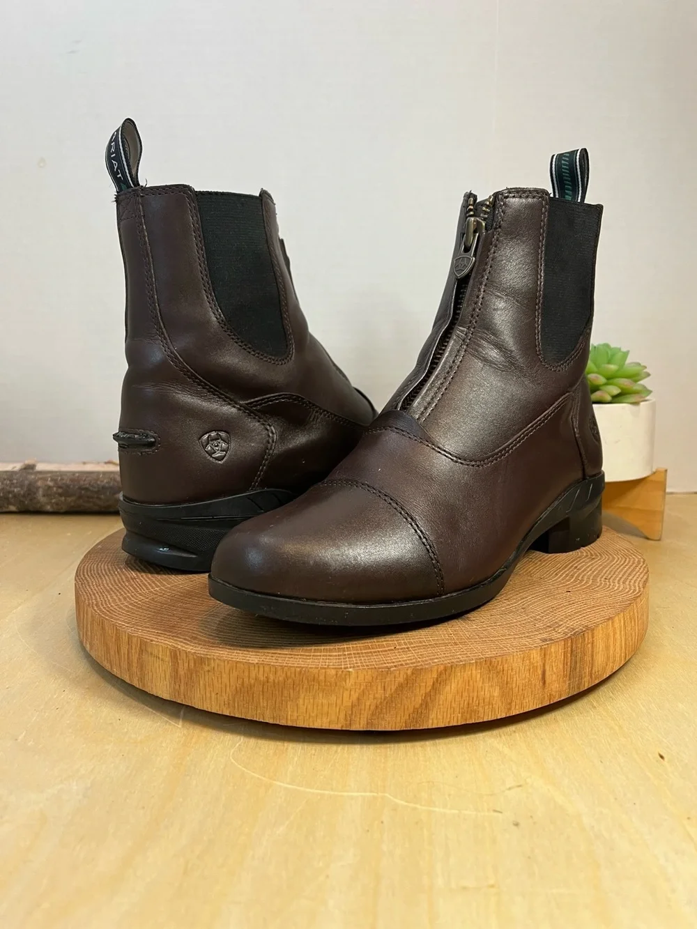 Ariat Brown Heritage Paddock Front Zip Boots Size 8B Leather Equestrian